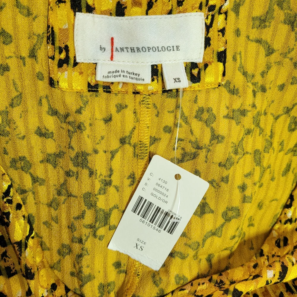 NWT Anthropologie Marigold Yellow Boho Midi Dress XS Smocked Waist - Picture 9 of 11